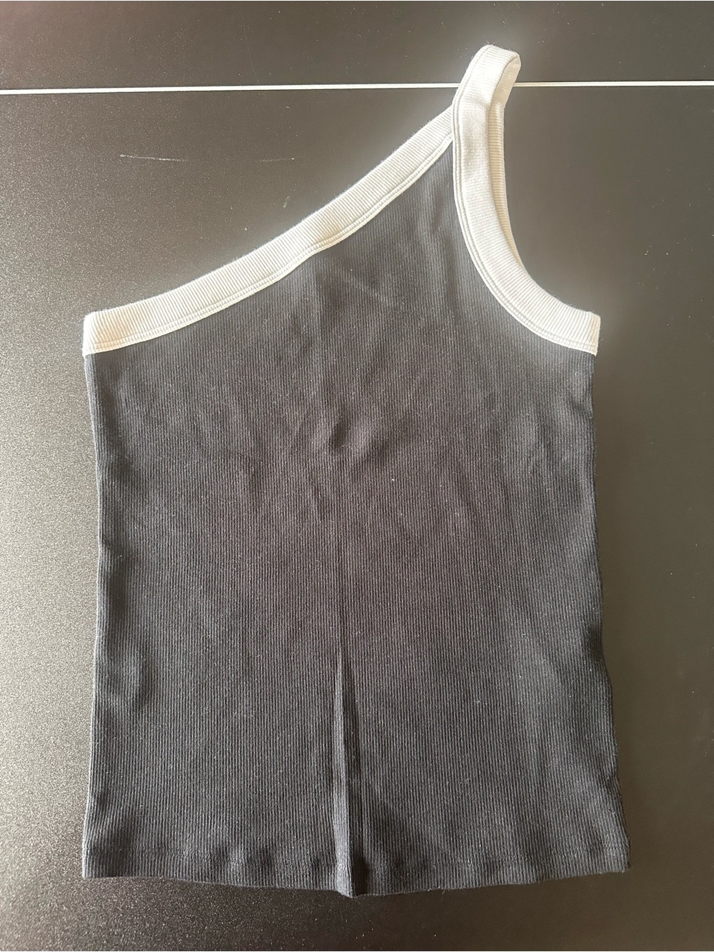 Abercrombie & Fitch Black Ribbed Tank with White Trim
